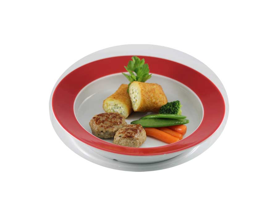 runder Teller mit rotem Rand