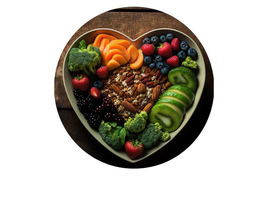 Obst in einem Herzförmigen Teller